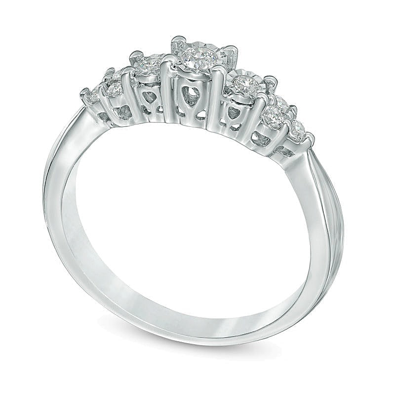 0.2 ct. Gesamtgewicht Diamant Dreistein-Ring in 10K Weißgold