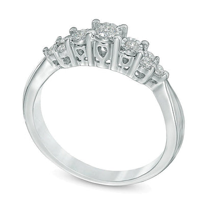 0.2 ct. Gesamtgewicht Diamant Dreistein-Ring in 10K Weißgold