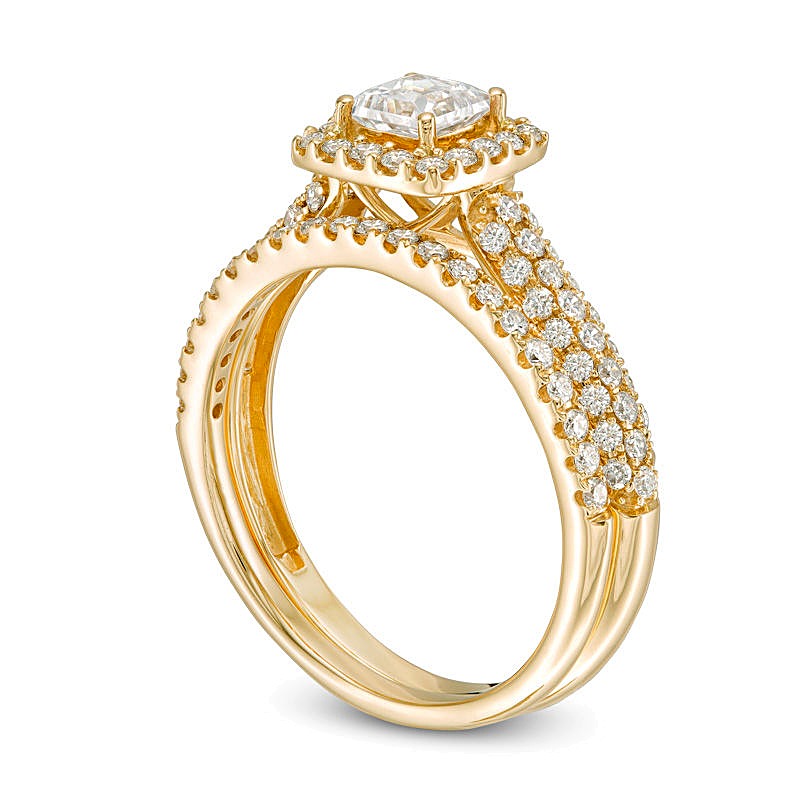 1.0 CT. Gesamtgewicht Braut-Set mit Diamanten im Princess- und Rundschliff in 14K Gelbgold (I/I1)