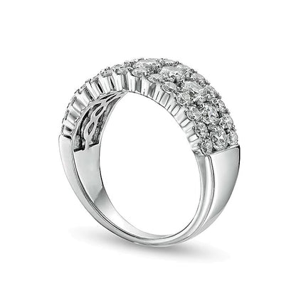 Memoire-Ring mehrreihig mit 2.0 ct. Gesamtgewicht Diamanten in 14K Weißgold