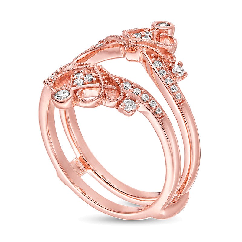 0,25 ct. Gesamtgewicht Diamant Ring im Vintage-Stil mit Krone als Solitär-Enhancer in 14K Roségold