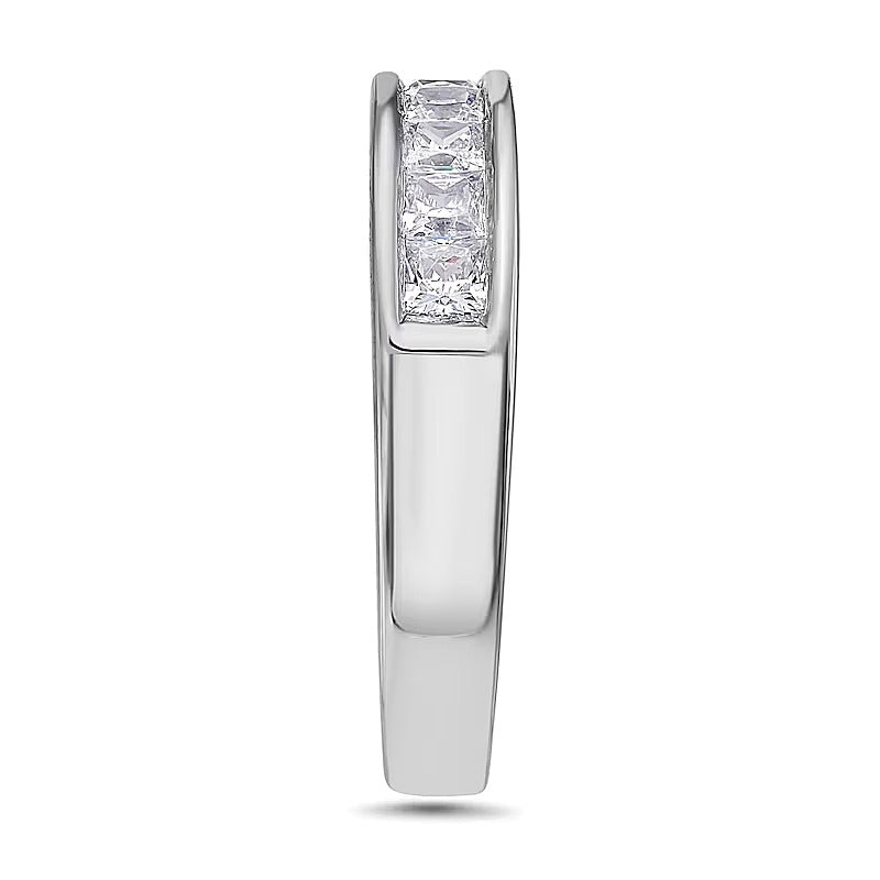 1.0 ct. Gesamtgewicht Ehering mit Diamanten im Princess-Schliff, neun Steine, in Platin (I/SI2)