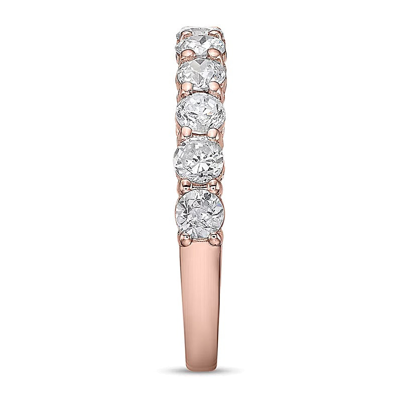Ring mit 1,25 ct. Gesamtgewicht weißen Diamanten im Rundschliff in 10K Roségold (I/I2)