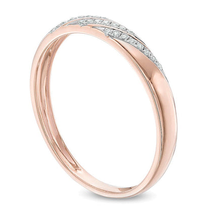 Ehering mit Diamant-Besatz diagonal in 10K Roségold
