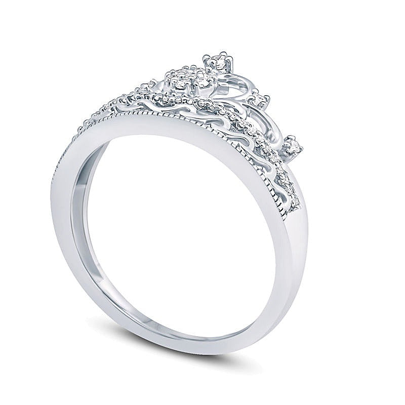 0,2 ct. Gesamtgewicht Multi-Diamant Herz-Krone Ring in 10K Weißgold