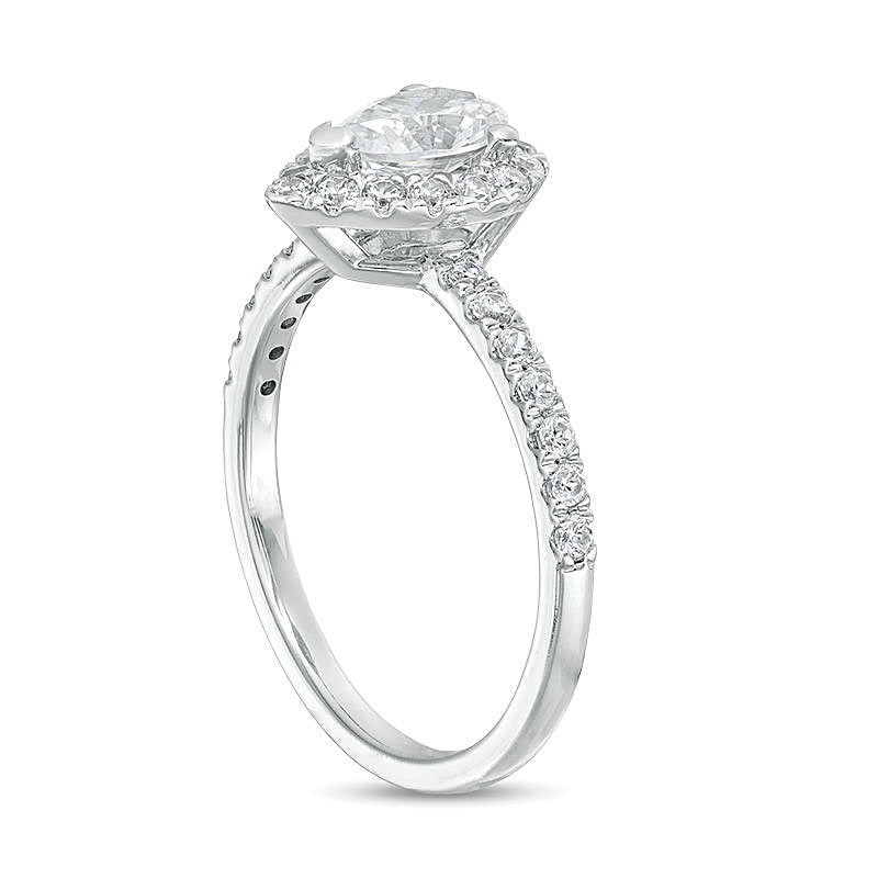 1.0 CT. Gesamtgewicht Verlobungsring mit tropfenförmigem Diamant und Halo in 14K Weißgold (I/I2)