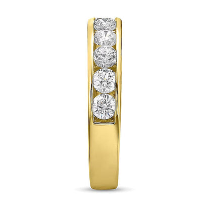 Ring mit Diamanten im rund-Schliff 1.25 ct. Gesamtgewicht, kanalgefasst, in 10K Gelbgold (I/I2)