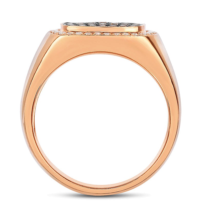 0,75 ct. Gesamtgewicht Champagner- und weiße Diamanten Komposit-Fashion-Ring in 14K Roségold