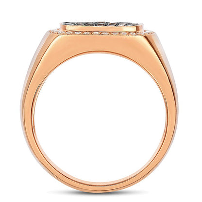 0,75 ct. Gesamtgewicht Champagner- und weiße Diamanten Komposit-Fashion-Ring in 14K Roségold