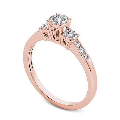 0.33 ct. Gesamtgewicht Komposit-Diamant Dreistein-Verlobungsring in 10K Roségold