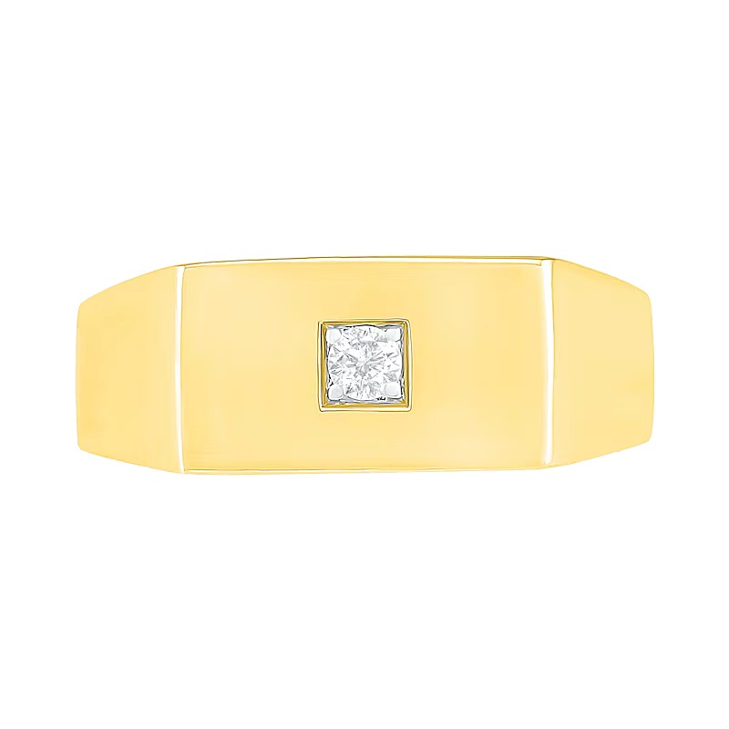 0,07 CT. Diamant-Solitär Ehering mit quadratischer Oberseite in 10K Gelbgold