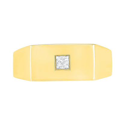 0,07 CT. Diamant-Solitär Ehering mit quadratischer Oberseite in 10K Gelbgold