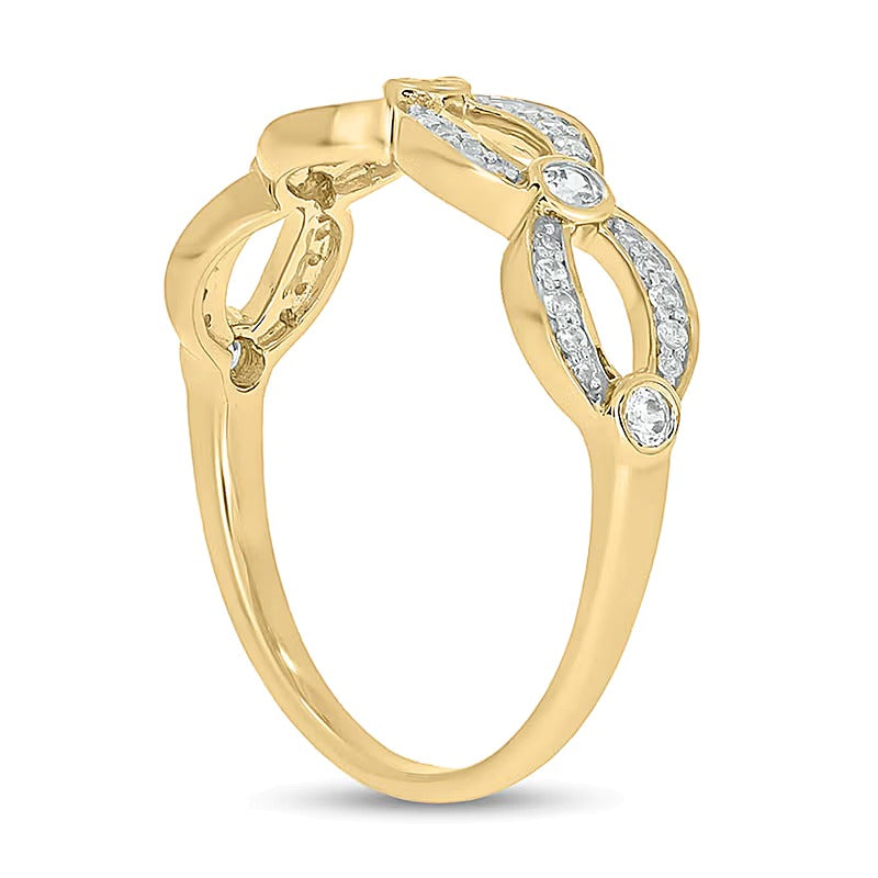 0.25 ct. Gesamtgewicht Diamant Stackable Ring mit offenem Kettenglied-Design in 10K Gelbgold