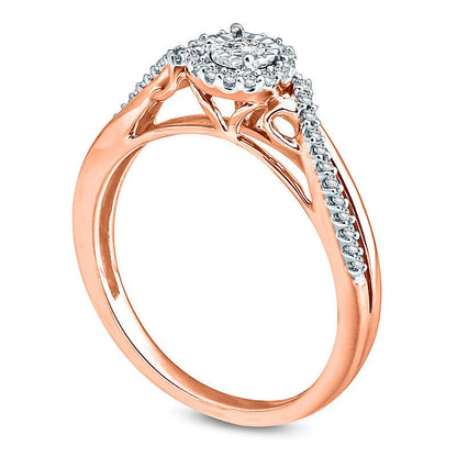 Freundschaftsring mit Diamant 0.2 CT. Gesamtgewicht, rundem Rahmen und gedrehter Ringschiene in 10K Roségold