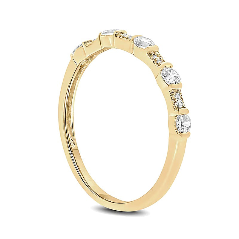 Memoire-Ring im Vintage-Stil zum Stapeln mit Diamanten 0.33 ct. Gesamtgewicht in 10K Gelbgold