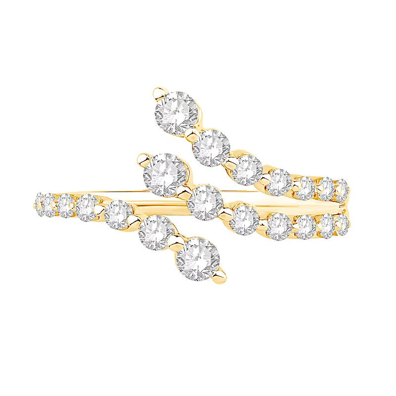 0,75 ct. Gesamtgewicht Labordiamant Split-Bypass-Ring aus 10K Gelbgold (F/VS2)