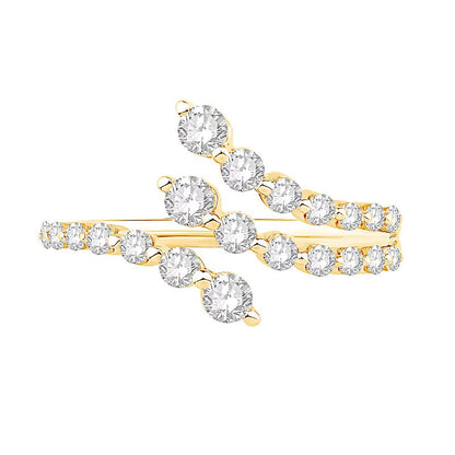 0,75 ct. Gesamtgewicht Labordiamant Split-Bypass-Ring aus 10K Gelbgold (F/VS2)