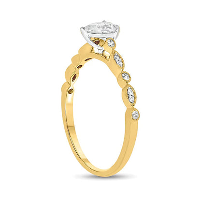 0.5 ct. Gesamtgewicht tropfenförmiger Diamant-Verlobungsring im Vintage-Stil mit Milgrain-Ring in 10K Gelbgold (I/I2)