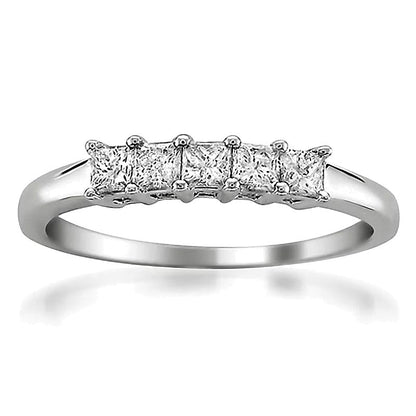 0.5 ct. Gesamtgewicht Diamant-Ring im Princess-Schliff mit fünf Steinen in 14K Weißgold