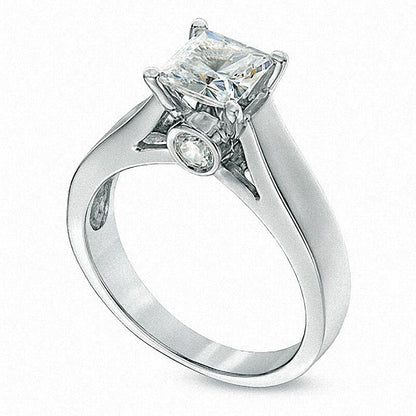 1.2 CT. Gesamtgewicht Diamant-Verlobungsring im Princess-Schliff in 14K Weißgold (J/I2)