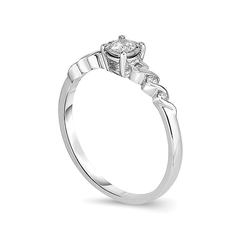 0.17 ct. Gesamtgewicht Diamant Freundschaftsring mit Twist-Design in 10K Weißgold