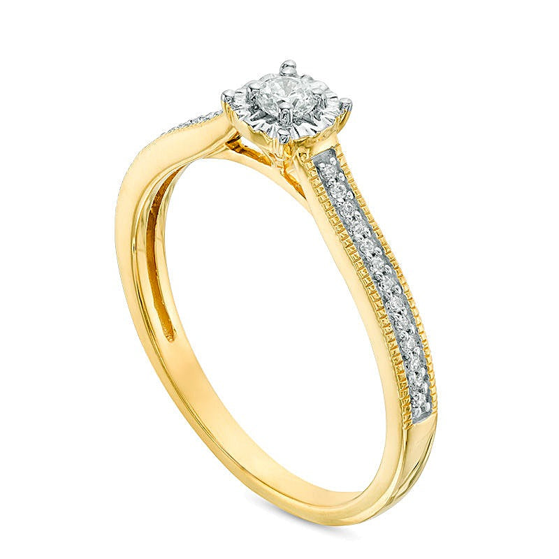 0.17 ct. Gesamtgewicht Diamant Freundschaftsring im Vintage-Stil aus 10K Gelbgold