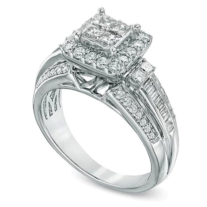 1.0 ct. Gesamtgewicht Diamant-Verlobungsring mit vier Princess-Diamanten in 10K Weißgold