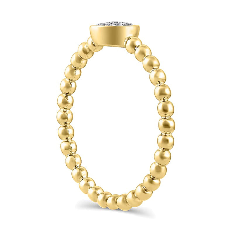 0.1 ct. Gesamtgewicht Fashion-Ring mit runden Diamanten und Perlschiene in 10K Gelbgold