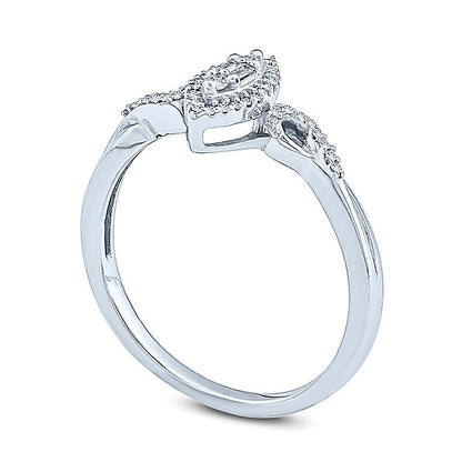 0.1 ct. Gesamtgewicht Komposit-Diamant Freundschaftsring mit Marquise-Fassung und Twist-Schleife in 10K Weißgold