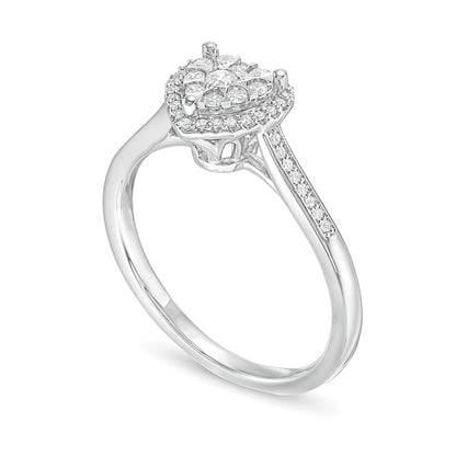 0,25 CT. Gesamtgewicht Komposit-Diamant Ring mit Herz-Rahmen in 10K Weißgold