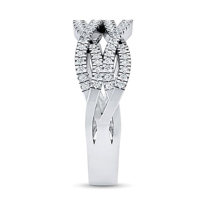 Mehrreihiger Diamant-Ring im Criss-Cross-Design mit offener Ringschiene, 0,38 ct. Gesamtgewicht, aus 10K Weißgold