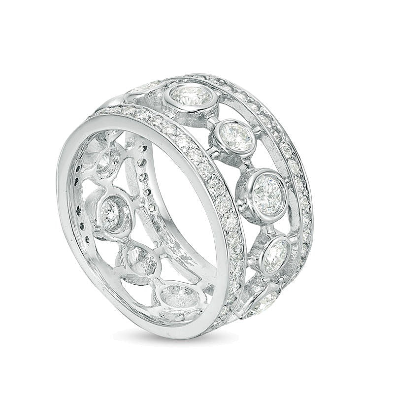 1,75 ct. Gesamtgewicht Diamant Memoire-Ring im offenen Vintage-Stil, breit, in 14K Weißgold