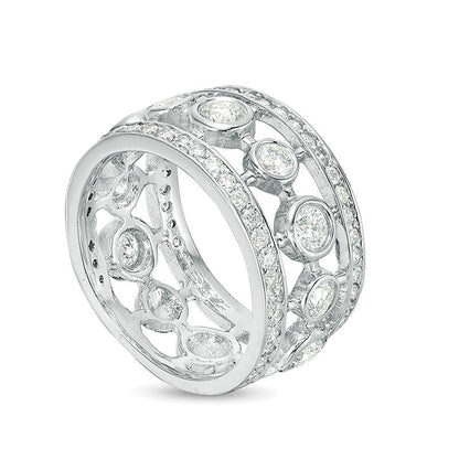 1,75 ct. Gesamtgewicht Diamant Memoire-Ring im offenen Vintage-Stil, breit, in 14K Weißgold