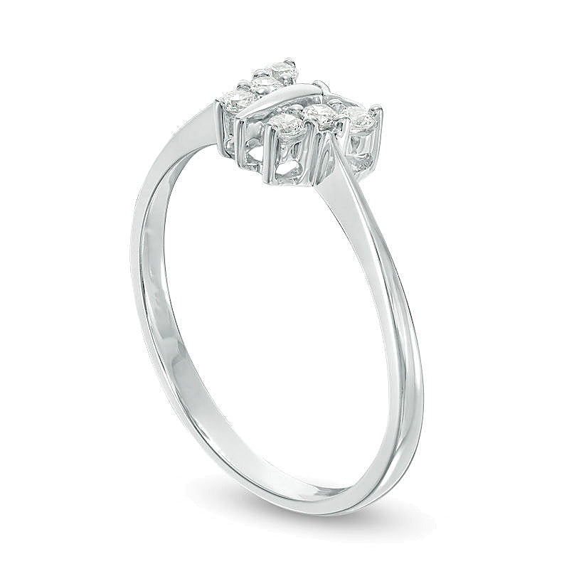 0.17 ct. Gesamtgewicht Diamant Schmetterling Fashion-Ring in 14K Weißgold