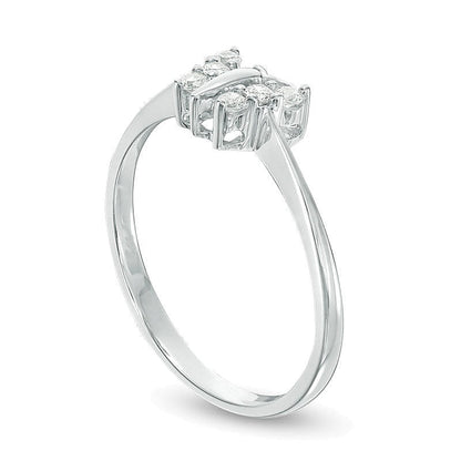0.17 ct. Gesamtgewicht Diamant Schmetterling Fashion-Ring in 14K Weißgold