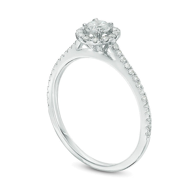 0,5 ct. Gesamtgewicht Diamant Halo Verlobungsring in 10K Weißgold