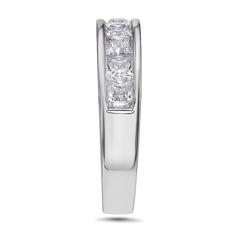 Ehering mit Diamanten im Princess-Schliff 1.5 ct. Gesamtgewicht in 14K Weißgold (H/VS2)