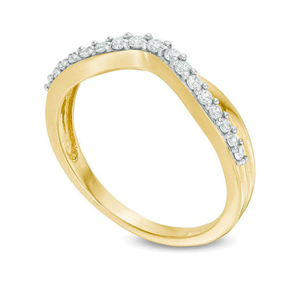 0.25 ct. Gesamtgewicht Diamant Twist Contour Ehering in 14K Gelbgold