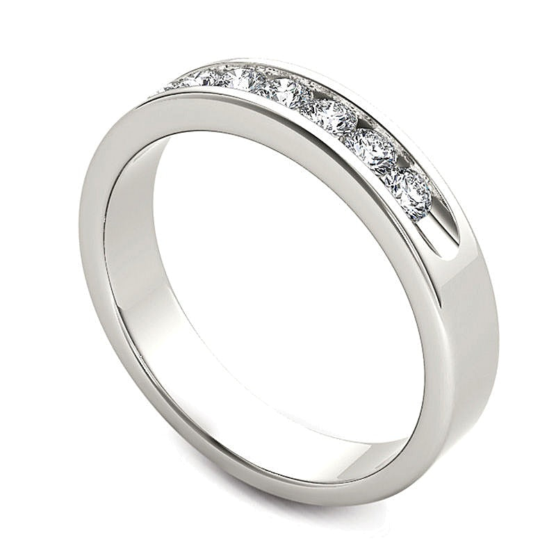 Ehering mit 0.5 CT. Gesamtgewicht Diamanten im Rundschliff in 14K Weißgold