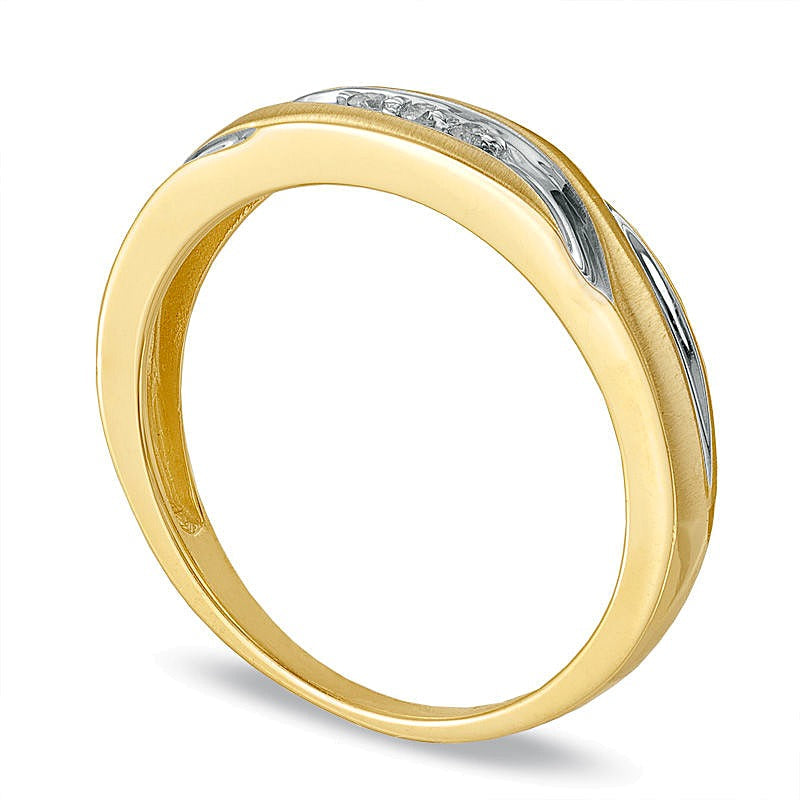 Ehering mit Diamant-Besatz und Swirl-Design in 10K Gelbgold