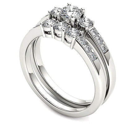 1.0 ct. Gesamtgewicht Diamant Dreistein Brautset in 14K Weißgold