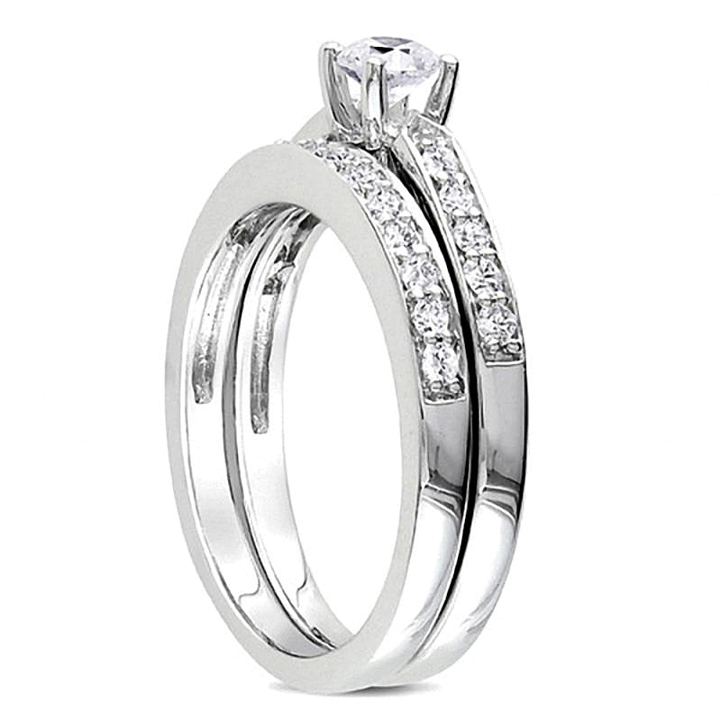 Diamant-Brautset 0,5 ct. Gesamtgewicht in rhodiniertem Sterlingsilber