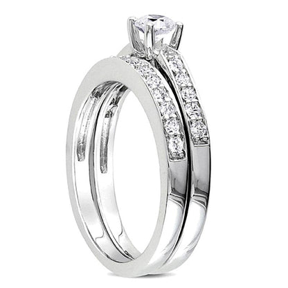 Diamant-Brautset 0,5 ct. Gesamtgewicht in rhodiniertem Sterlingsilber
