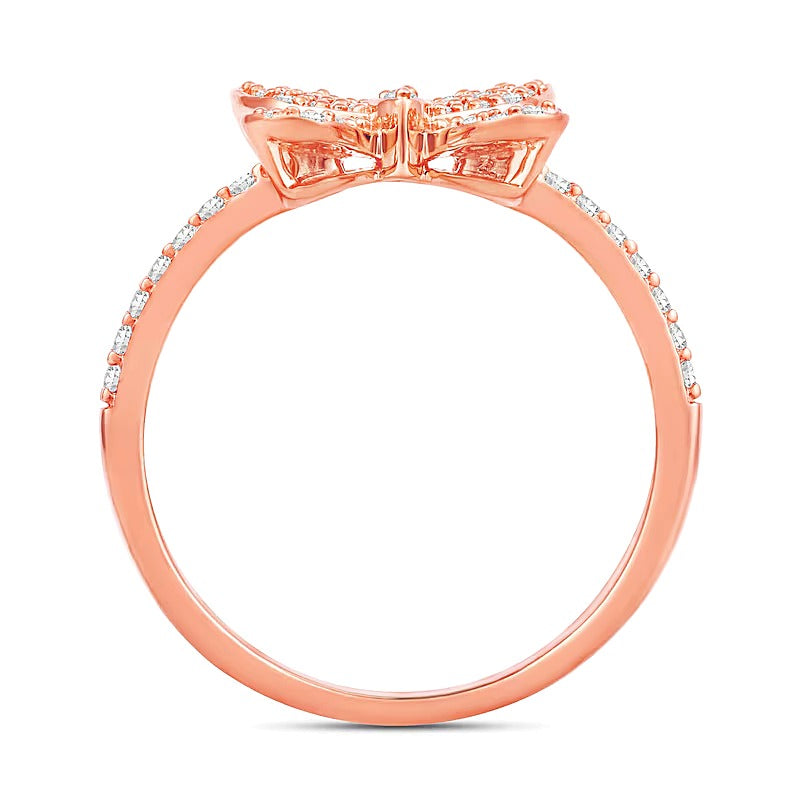 0,33 ct. Gesamtgewicht Diamant Schmetterling Fashion Ring aus 10K Roségold
