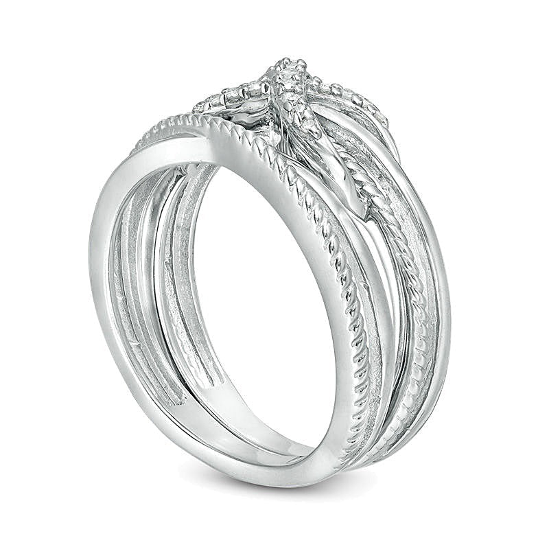 0.1 CT. Gesamtgewicht Diamant Infinity Crossover zweiteiliges stapelbares Ring-Set aus rhodiniertem Sterlingsilber