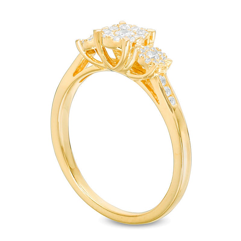 0.33 ct. Gesamtgewicht Dreistein-Verlobungsring mit Diamanten in 10K Gelbgold