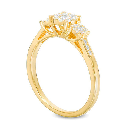 0.33 ct. Gesamtgewicht Dreistein-Verlobungsring mit Diamanten in 10K Gelbgold