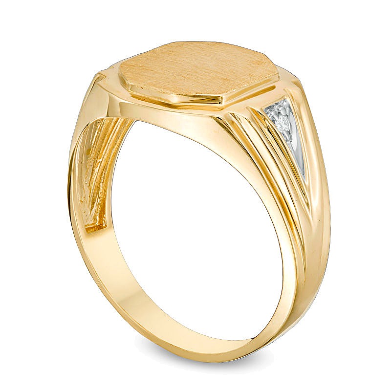 Signet-Ring mit Diamant-Akzent in 10K Gelbgold