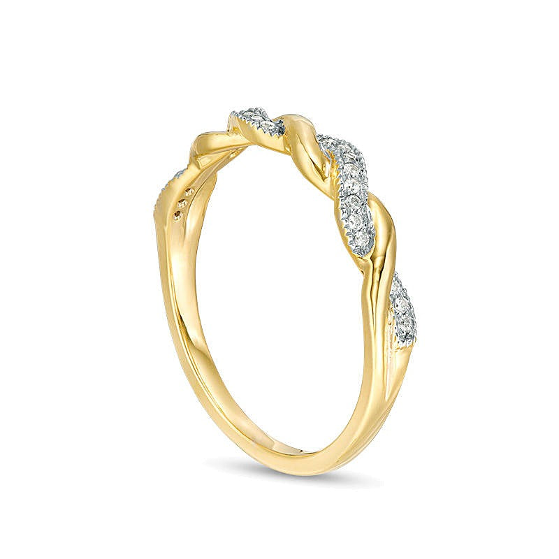 0.1 CT. Gesamtgewicht Diamant-Ring im Vintage-Stil mit Twist-Design in 10K Gelbgold