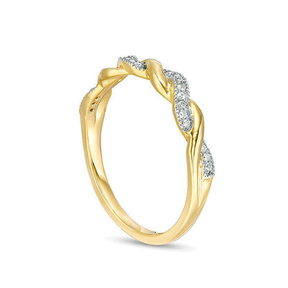 0.1 CT. Gesamtgewicht Diamant-Ring im Vintage-Stil mit Twist-Design in 10K Gelbgold